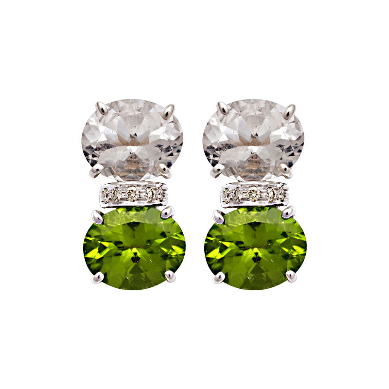 Earrings-Crystal, Peridot and Diamond