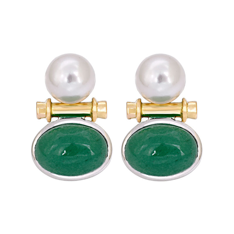 Earrings - Aventurine and South Sea Pearl | Singhvi Jewels
