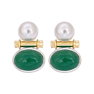 Earrings - Aventurine And South Sea Pearl