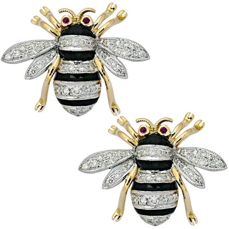 Earrings- Ruby and Diamond (Enamel) | Singhvi Jewels