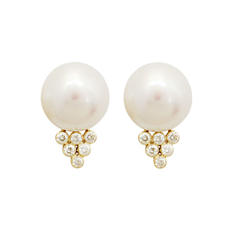 Earrings-Pearl and Diamond