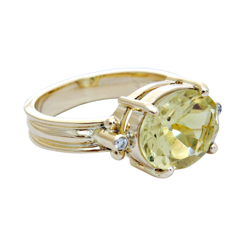 Ring - Lemon Quartz and Diamond | Singhvi Jewels