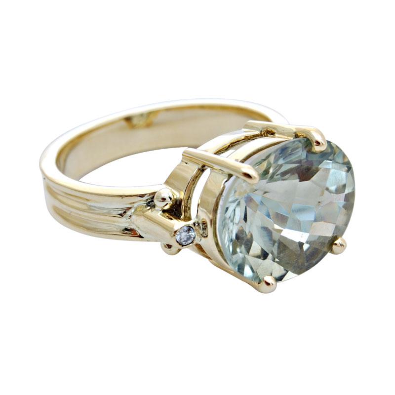 Ring-Green Quartz and Diamond (1749K) | Singhvi Jewels