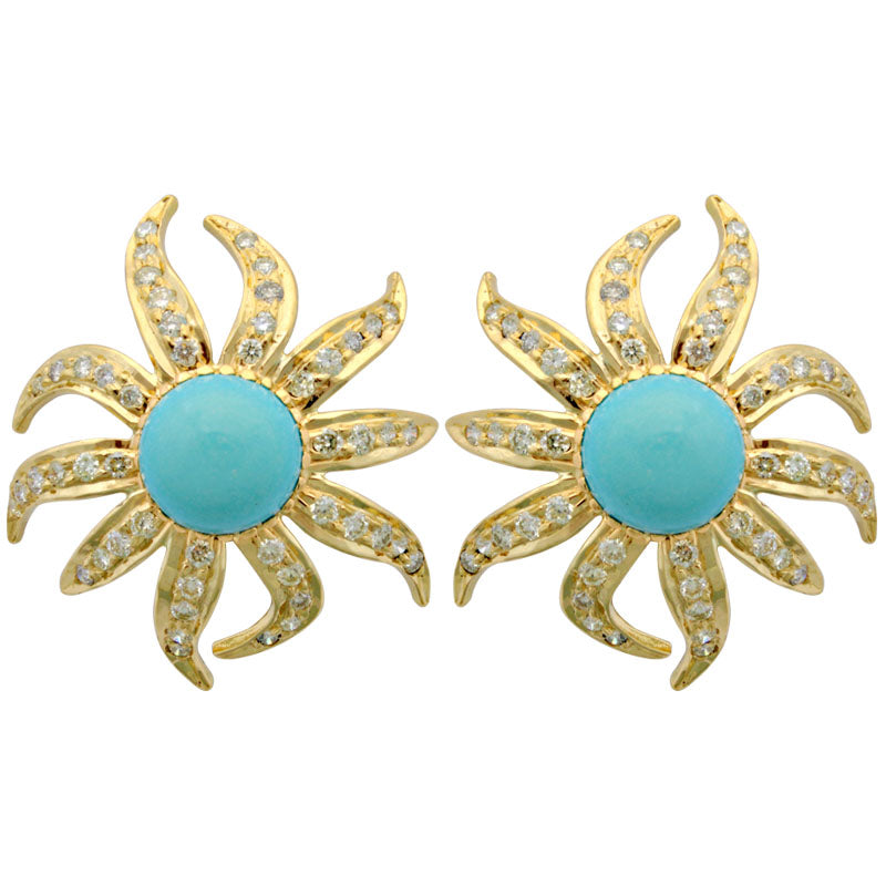 Earrings - Turquoise and Diamond | Singhvi Jewels