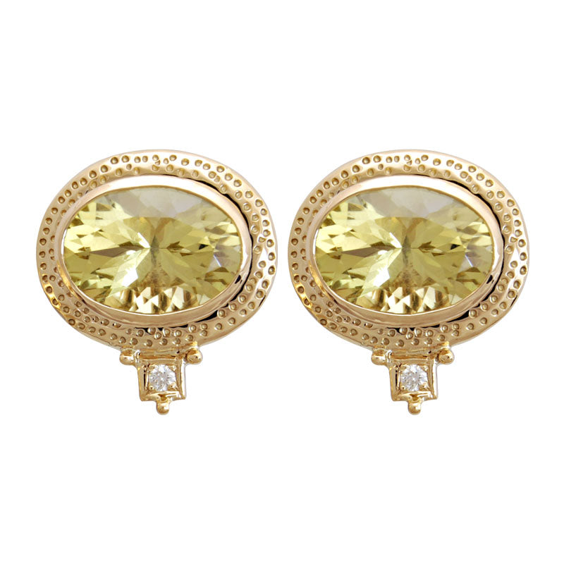 Earrings - Lemon Quartz and Diamond | Singhvi Jewels
