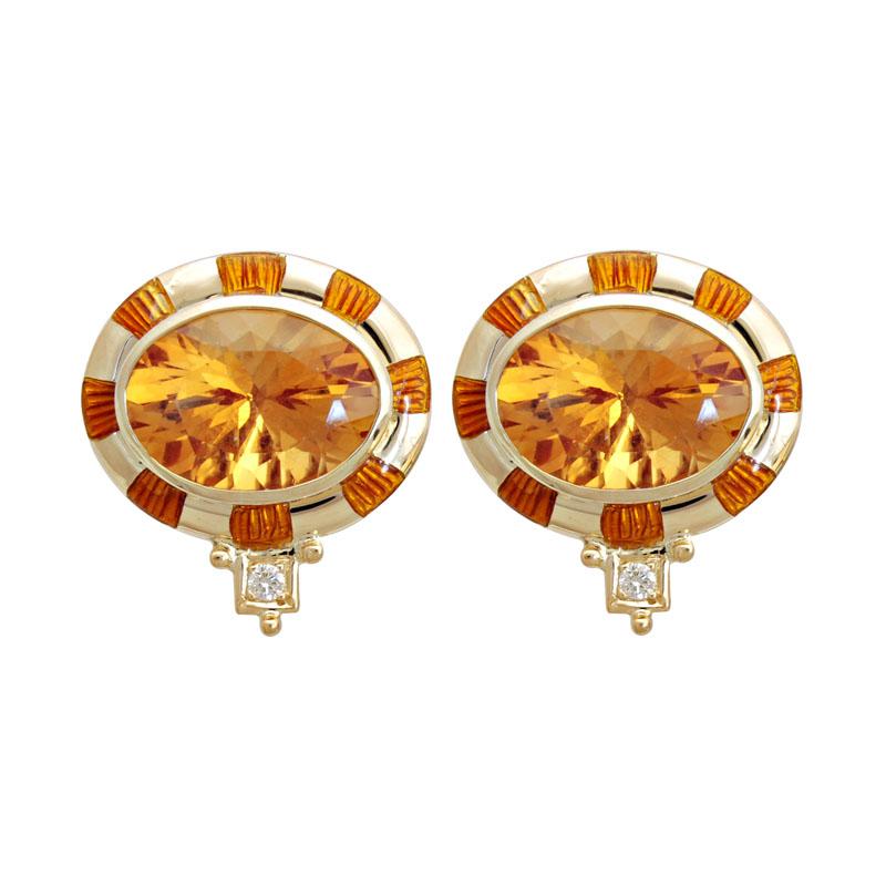 Earrings - Citrine and Diamond (Enamel) | Singhvi Jewels
