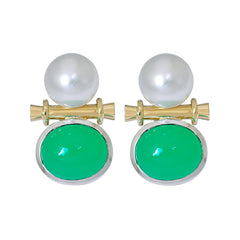 Earrings- Chrysoprase and South Sea Pearl