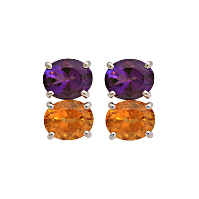 Earrings - Citrine And Amethyst