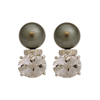 Earrings - Crystal, South Sea Pearl And Diamond