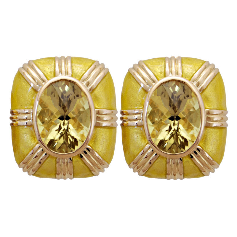 Earrings-Lemon Quartz (Enamel)