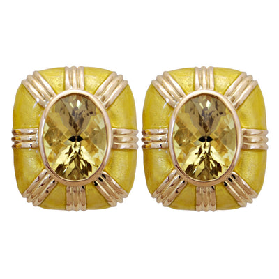 Earrings - Lemon Quartz (Enamel)