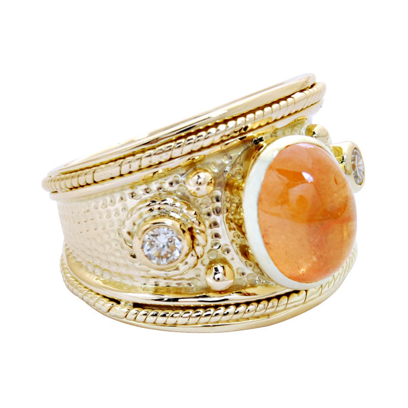 Ring - Orange Garnet and Diamond | Singhvi Jewels