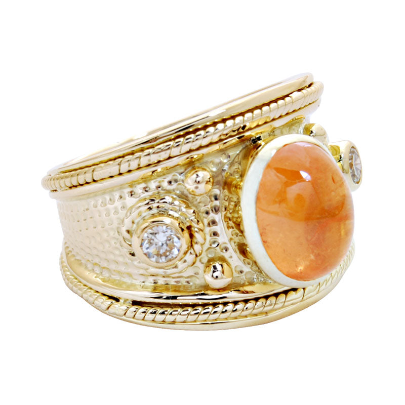 Ring-Orange Garnet and Diamond