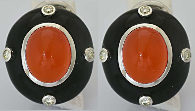 Repair - Earrings - Cornelian and Diamond (Enamel) (183-ES)