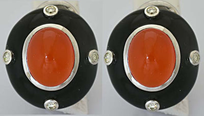Repair - Earrings - Cornelian and Diamond (Enamel) (183-ES)