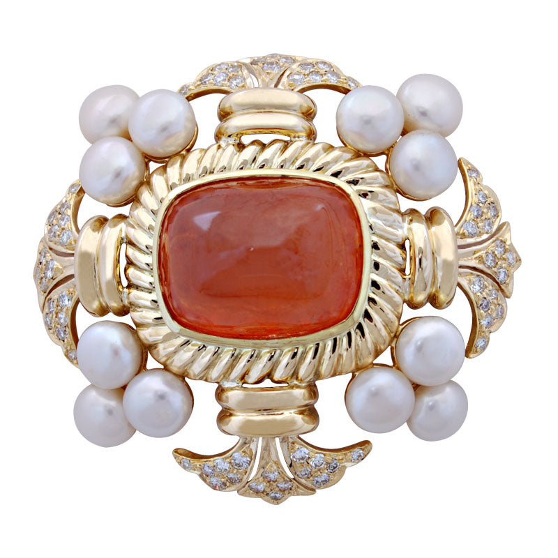 Brooch - Cornelian, Pearl and Diamond | Singhvi Jewels