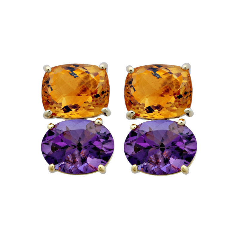 Earrings-Amethyst and Citrine