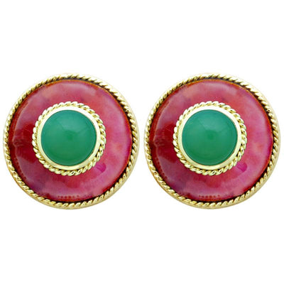Earrings-Chrysoprase (Enamel)  (1838E)