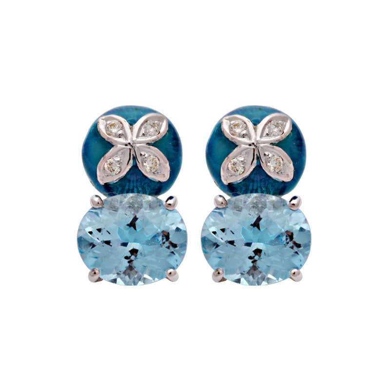 Earrings - Blue Topaz and Diamond (Enamel) | Singhvi Jewels
