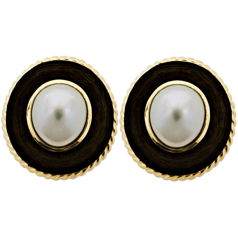 Earrings-Pearl (Enamel)