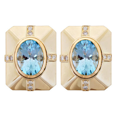 Earrings-Blue Topaz and Diamond  (1851J)