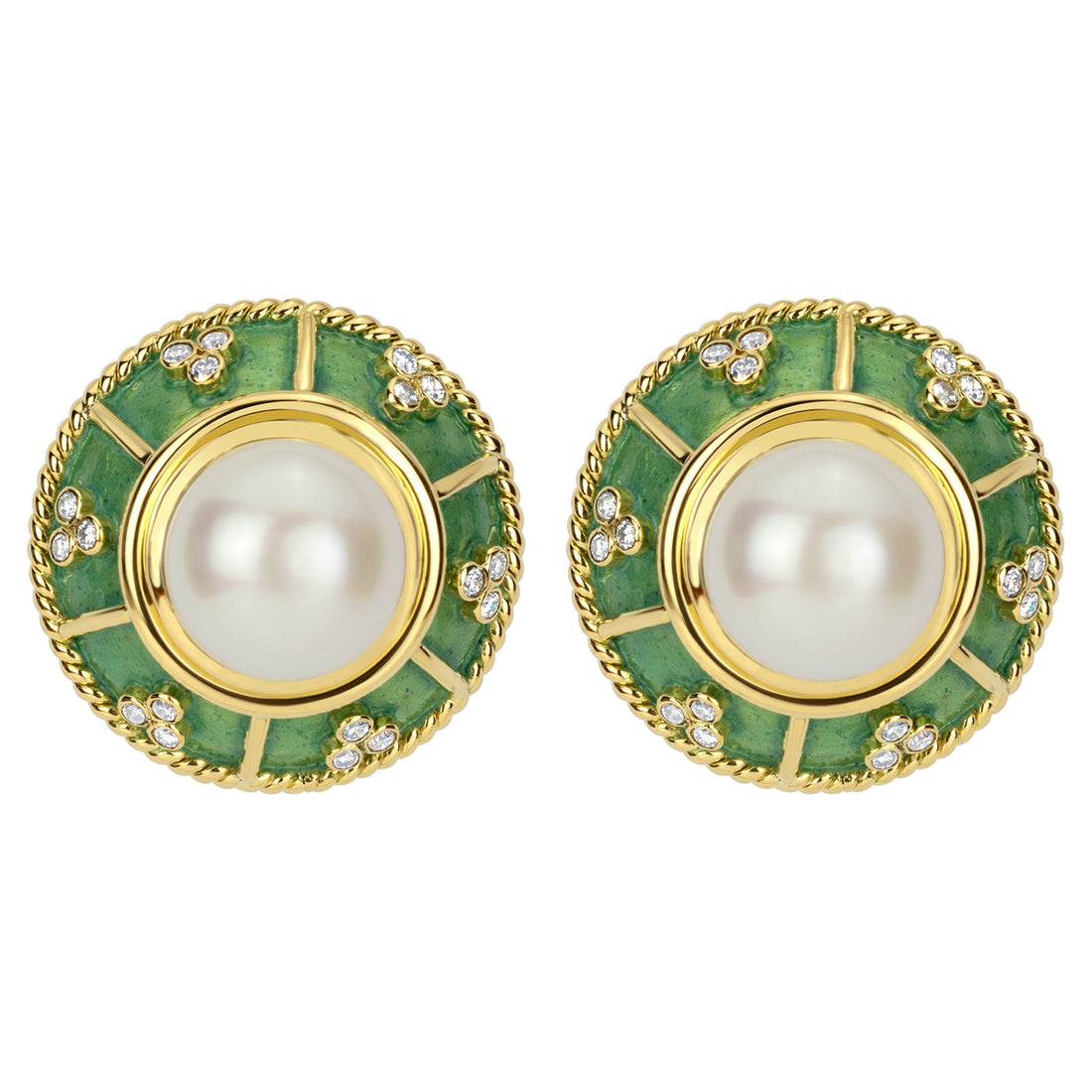 Earrings - South Sea Pearl and Diamond (Enamel) | Singhvi Jewels