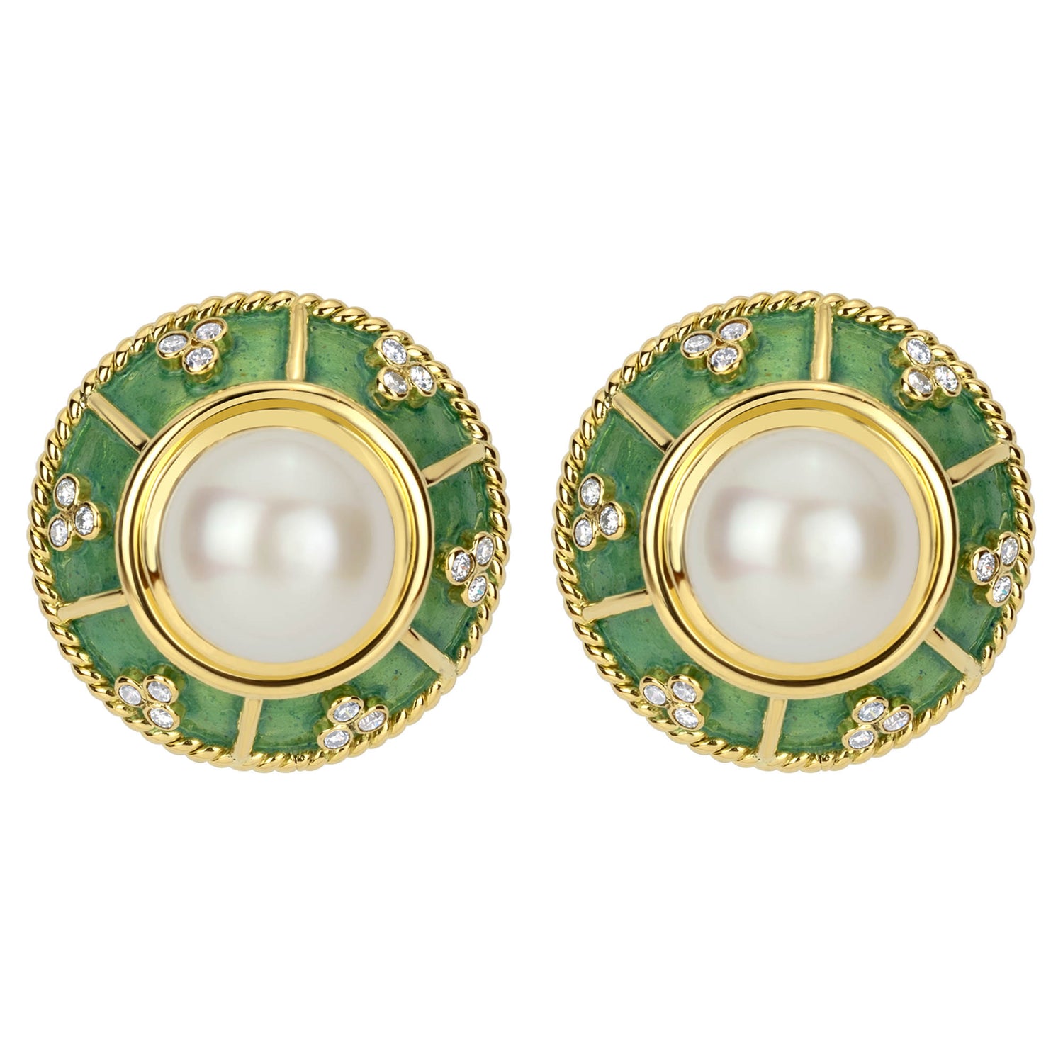 Earrings- South Sea Pearl And Diamond (enamel) (1851B) | Singhvi Jewels