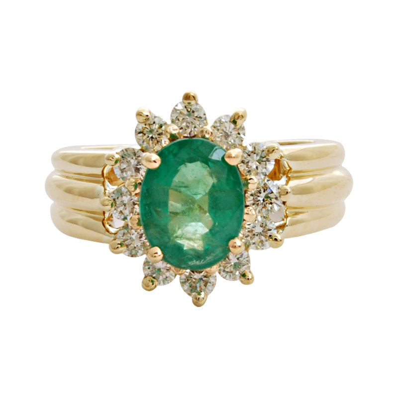 Ring- Emerald And Diamond (1518I) | Singhvi Jewels