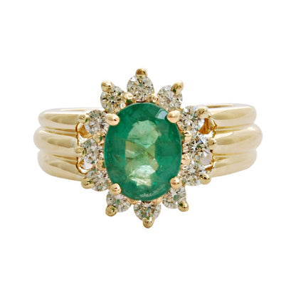 Ring- Emerald And Diamond (1518I) | Singhvi Jewels