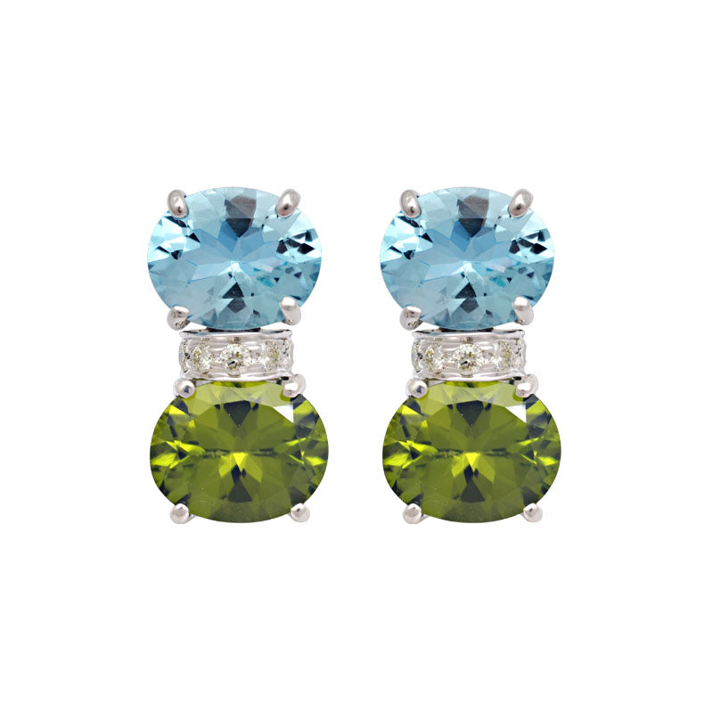 Earrings - Blue Topaz, Peridot and Diamond | Singhvi Jewels