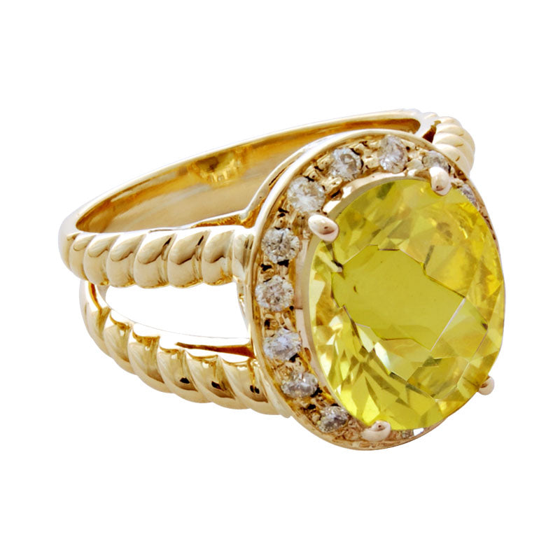 Ring - Lemon Quartz and Diamond | Singhvi Jewels