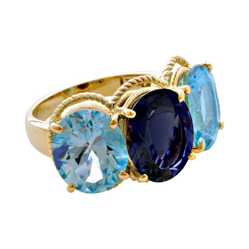 Ring - Blue Topaz and Iolite in 18K Gold