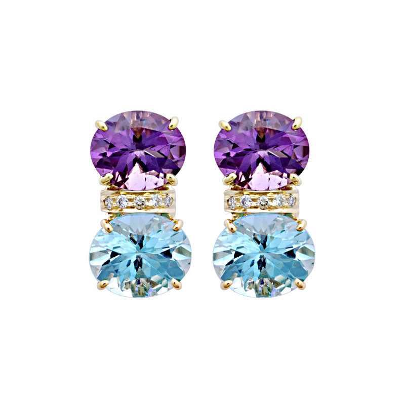 Earrings-Amethyst, Blue Topaz and Diamond