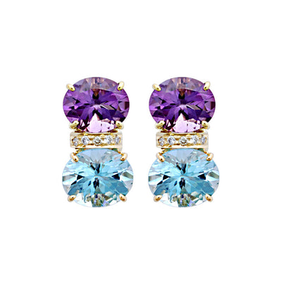 Earrings - Amethyst, Blue Topaz And Diamond