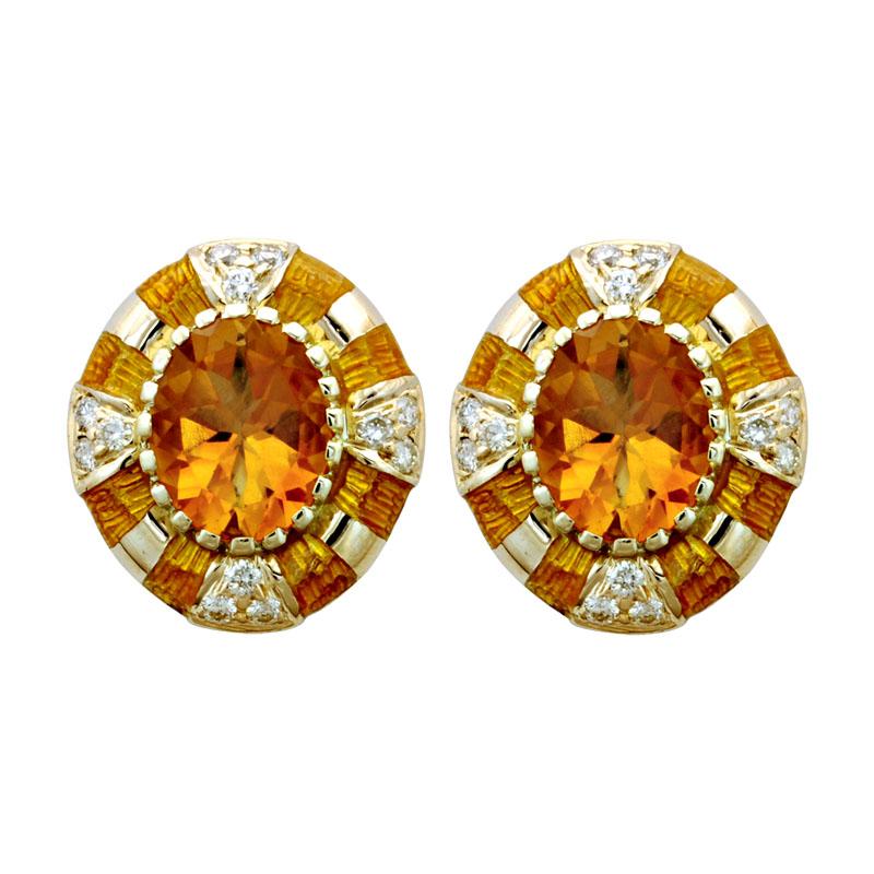 Earrings-Citrine and Diamond (Enamel) (1879D) | Singhvi Jewels
