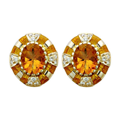 Earrings - Citrine And Diamond (Enamel) (1879D)