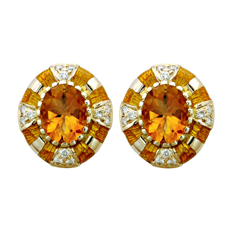 Earrings-Citrine and Diamond (Enamel)