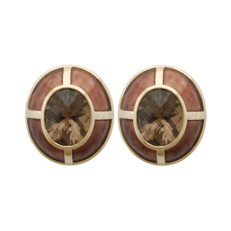 Earrings-Smokey Quartz (Enamel)
