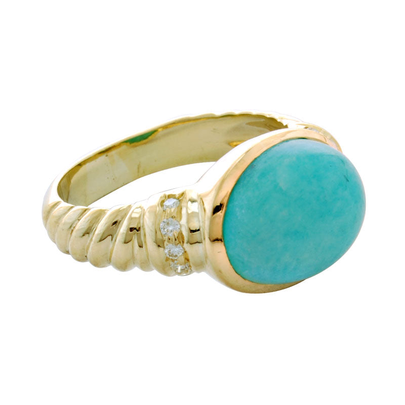 Ring-Amazonite and Diamond | Singhvi Jewels