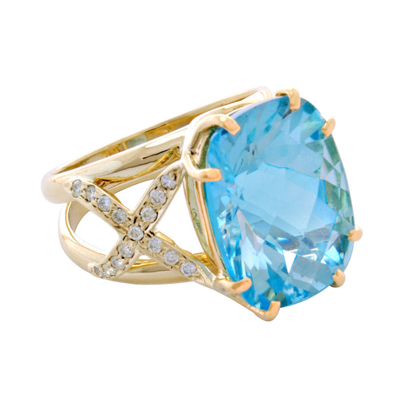 Ring-Blue Topaz and Diamond