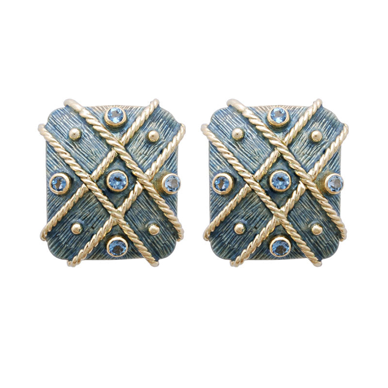 Earrings-Aquamarine (Enamel)