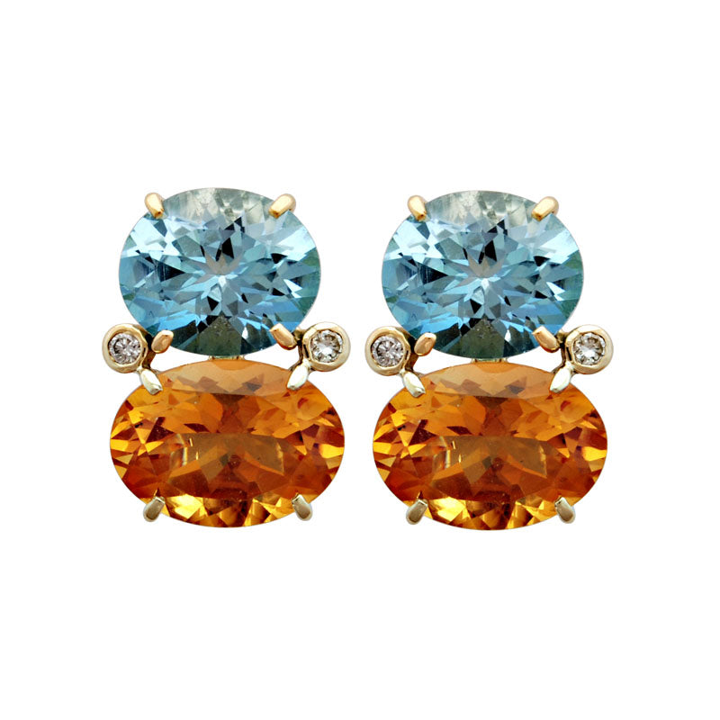 Earrings - Blue Topaz, Citrine and Diamond | Singhvi Jewels