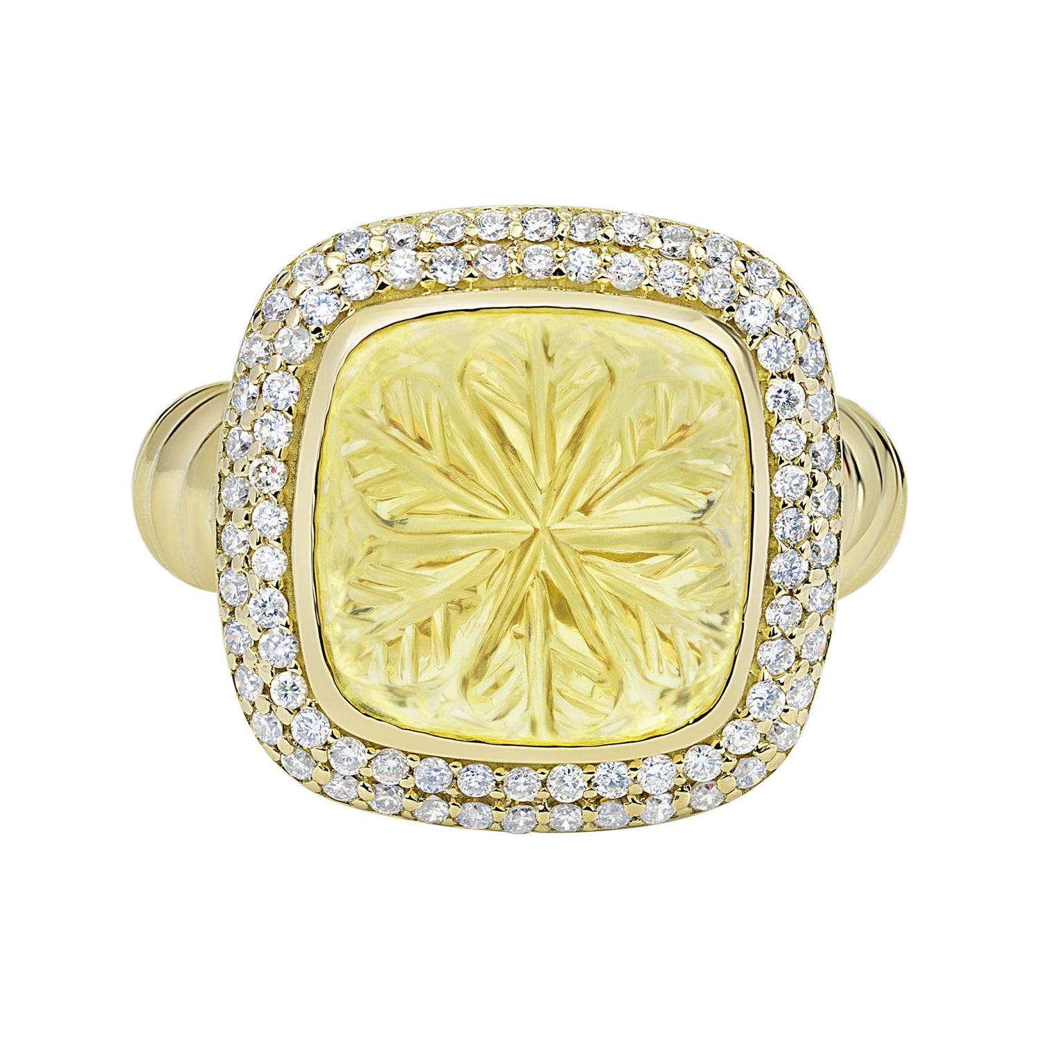 Ring - Lemon Quartz And Diamond (2323B) | Singhvi Jewels
