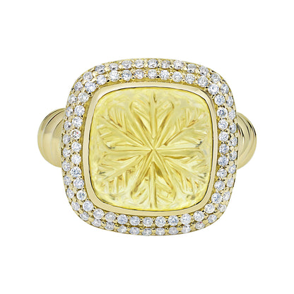 Ring - Lemon Quartz And Diamond (2323B) | Singhvi Jewels