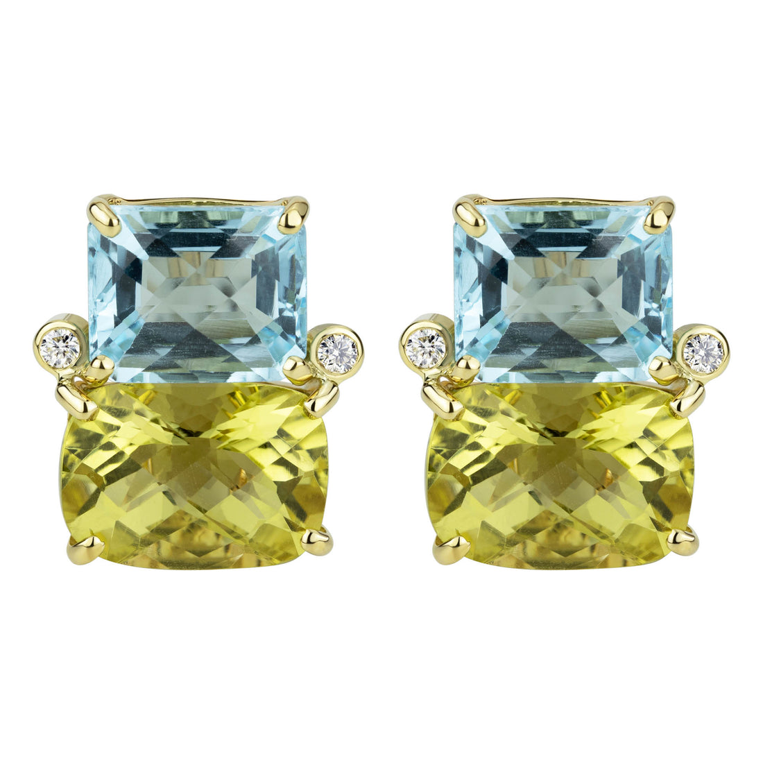 Earrings - Blue Topaz, Lemon Quartz and Diamond | Singhvi Jewels