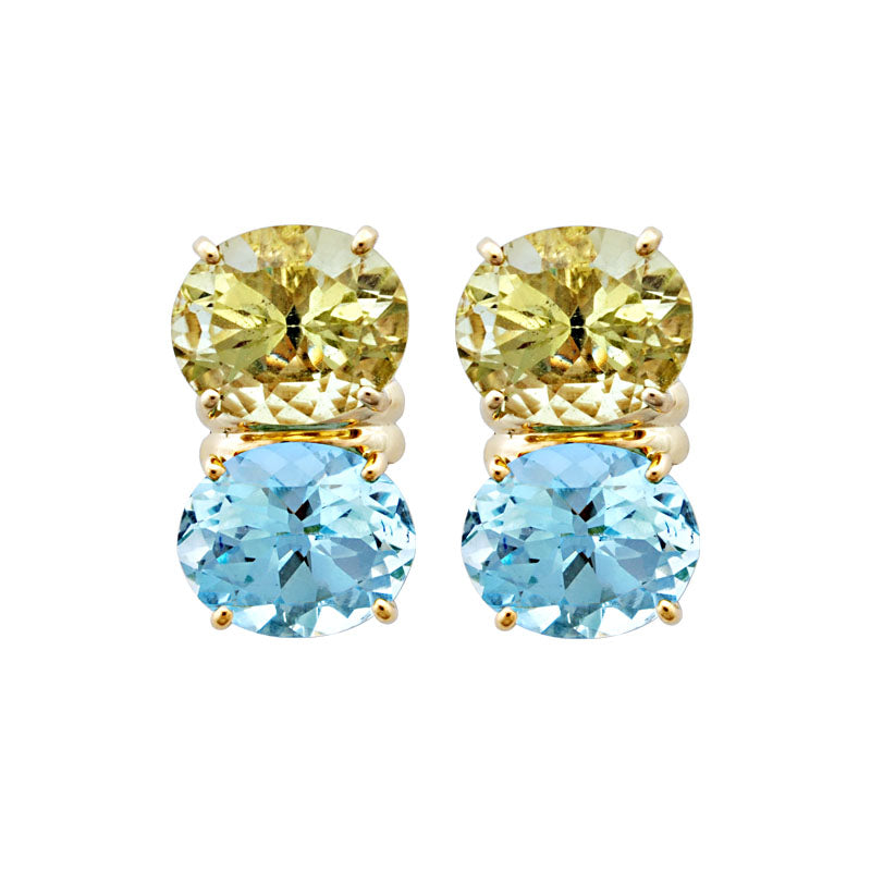 Earrings - Blue Topaz and Lemon Quartz | Singhvi Jewels