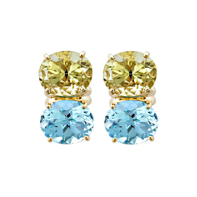 Earrings - Blue Topaz And Lemon Quartz