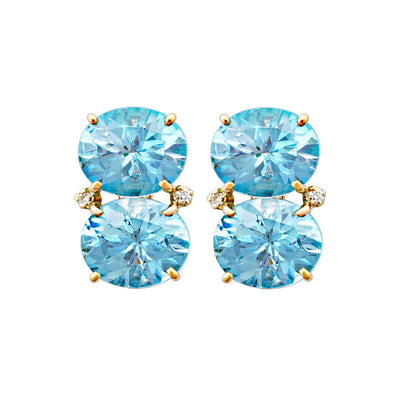 Earrings - Blue Topaz And Diamond