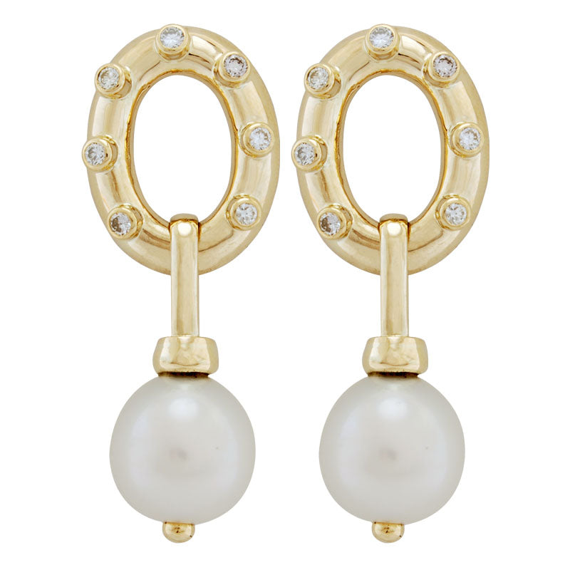 Earrings-Pearl and Diamond