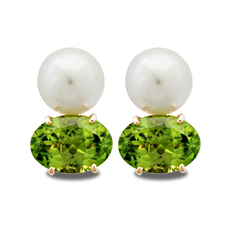 Earrings-Peridot and Pearl